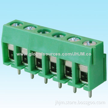 Screw type terminal blocks, 304 series, 5mm pitch, 2-24 pins, male dip soldering on PCB board